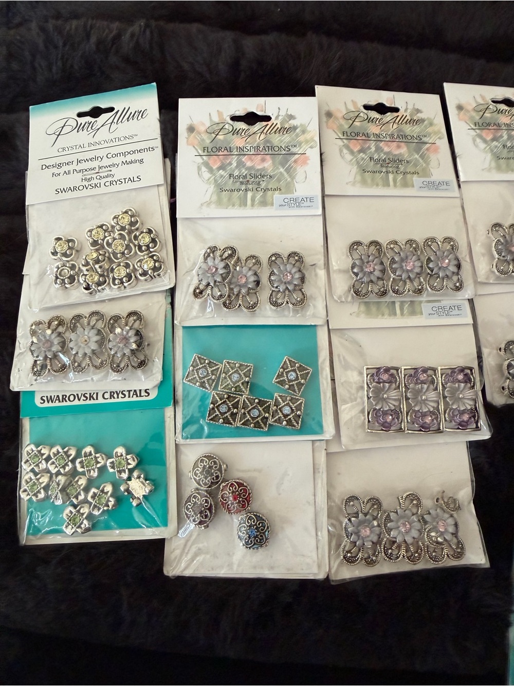 Pure Allure Floral Jewelry Sliders - Silver with Pink Accents